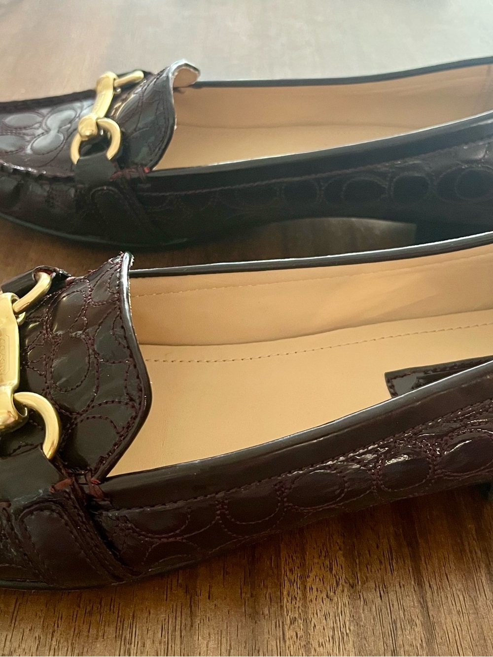 Coach Eve Patent Leather Loafers with Gold Hardware Size 8 - Picture 3 of 5